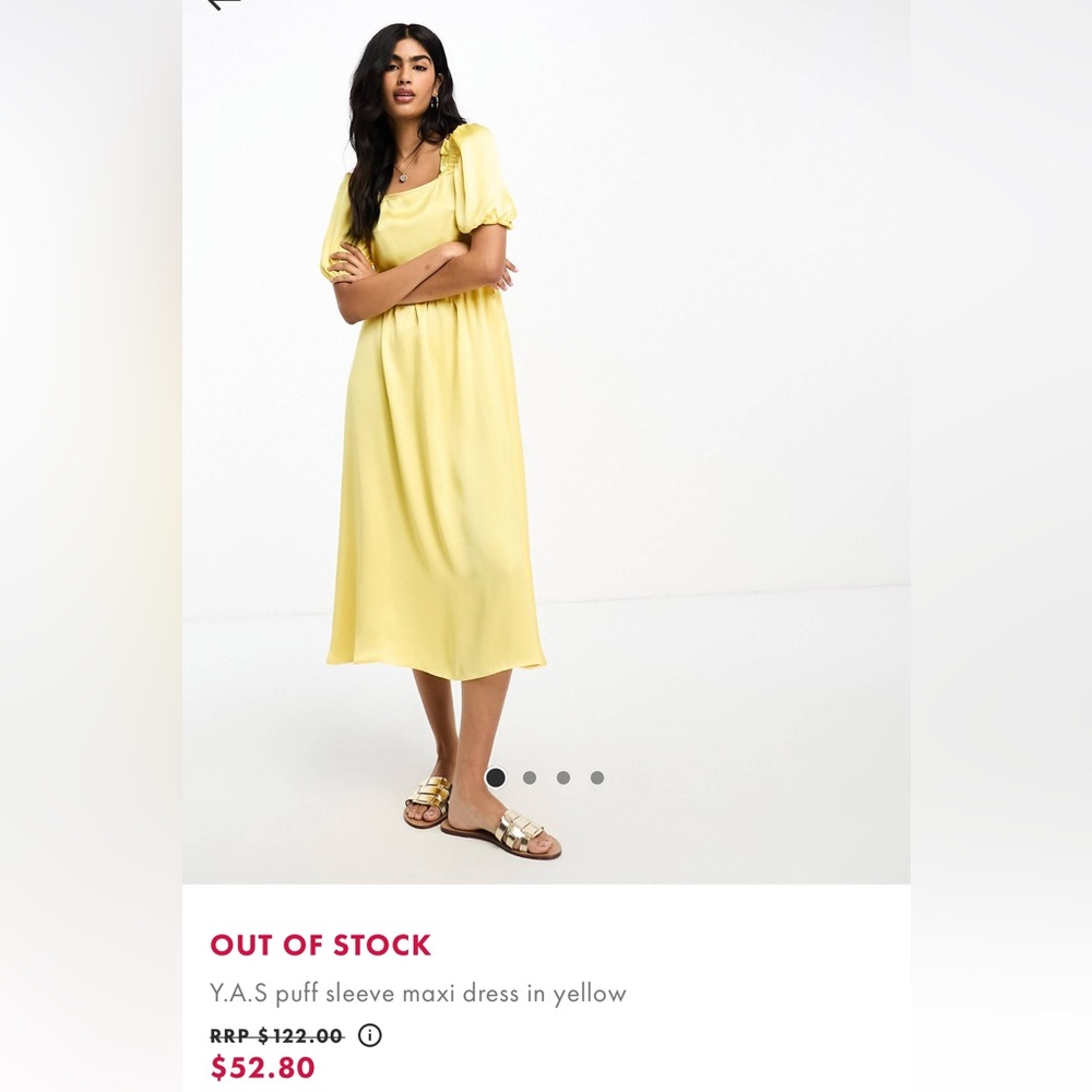 Y.A.S. ASOS Yellow Puff Sleeve Maxi Midi Dress size small like new
